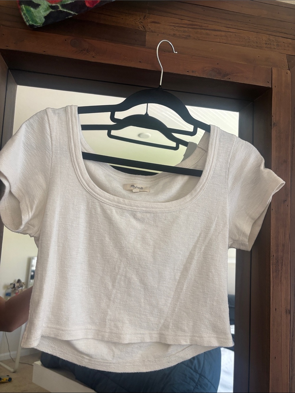 Madewell Cream Scoop Neck Cropped Tee